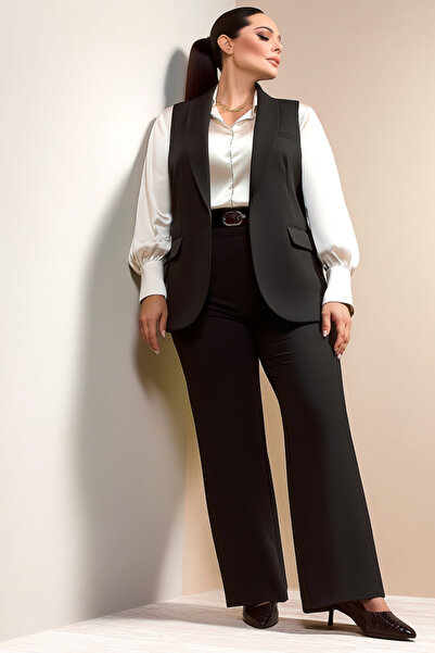 Hanezza Büyük Beden Kadın Siyah Casual -ofis Kombini | Şıklık Ve Rahatlık Bir Arada