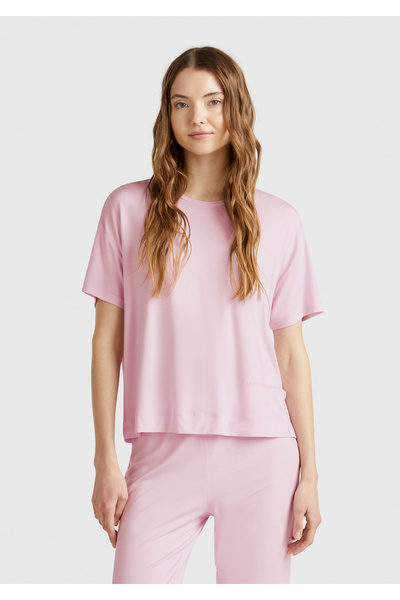 United Colors of Benetton Women's White Logo Printed Crew Neck T-Shirt