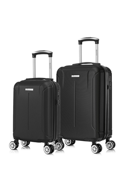 Quasar & Co. Set 2 trolere, 40x30x20cm roti detasabile/55x36x20cm, troller bagaj mana, 4 roti, ABS, Smart, negru