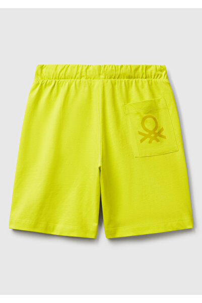 United Colors of Benetton Pantaloni scurți cu șnur cu talie cu buzunar galben pentru băiat