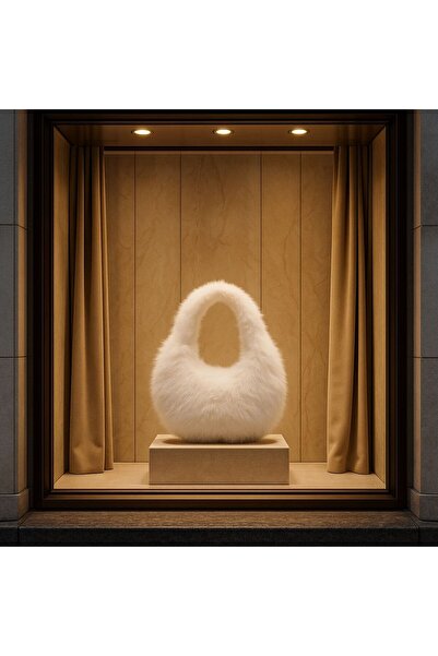 Axesoire NWC-001 Beyaz Peluş Çanta