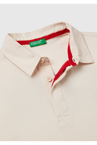 United Colors of Benetton Хлопчача Екрю обробка Деталізована Поло-комір Ругбі-футболка