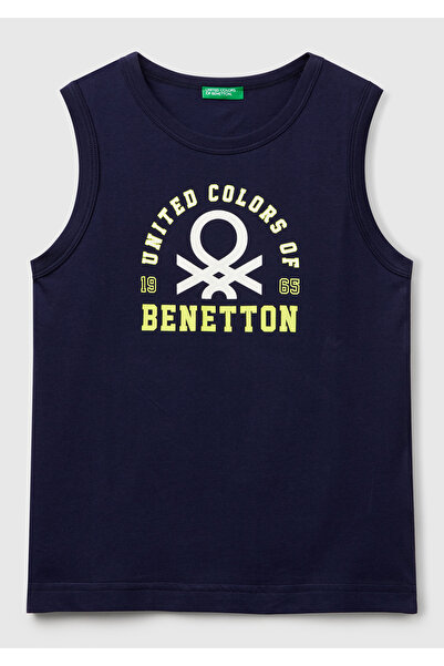 United Colors of Benetton Tricou cu imprimeu cu logo Benetton bleumarin pentr...