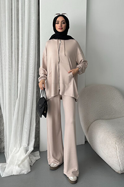 Balenbi Women's Modal Combed Oversize Hooded Hijab Tunic Set 1108