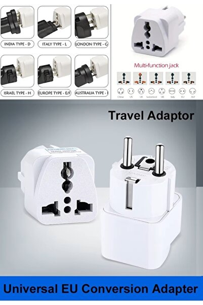 Derwell Universal Çevirici Priz Amerikan Fiş Amerikan Ingiliz Çin Fişlerini Türkiye Standartlarına Çevirir