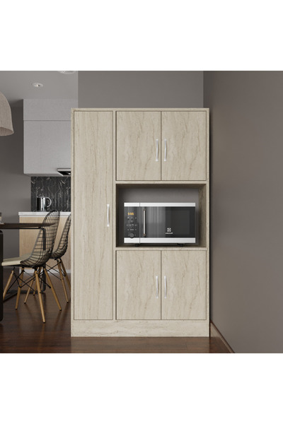 Decomob Silva 5 Kapaklı Çok Amaçlı Dolap&Banyo Dolabı, Kiler Traverten Desen