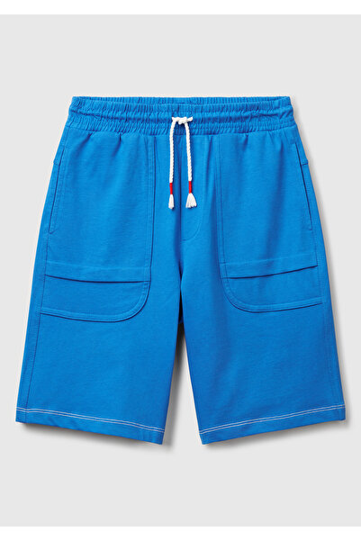 United Colors of Benetton Erkek Çocuk Saks Mavi Dikiş Detaylı Arka Cebi Logo ...