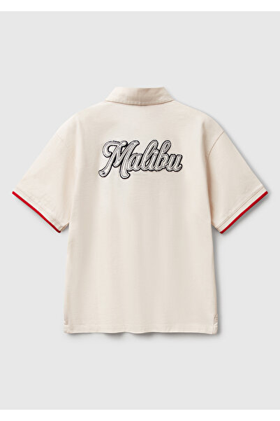 United Colors of Benetton Хлопчача Екрю обробка Деталізована Поло-комір Ругбі-футболка