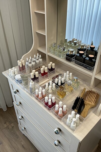 UNIQUE ME 24 Pieces Crystal Jewelry Accessories Organizer Multi-Purpose Drawer Jewelry Organizer Transparent