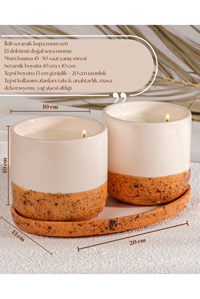 MİNİMAL CANDLE STORE 3’lü Rustik Koleksiyon Seramik Kupa Mum Seti – Dekoratif...