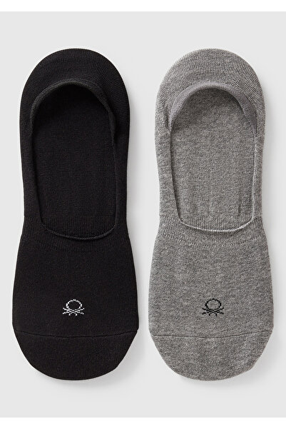 United Colors of Benetton Unisex Black-Grey 2-Piece Ballerina Socks