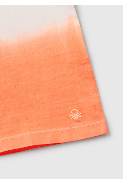 United Colors of Benetton Tricou portocaliu cu guler rotund pentru băiat