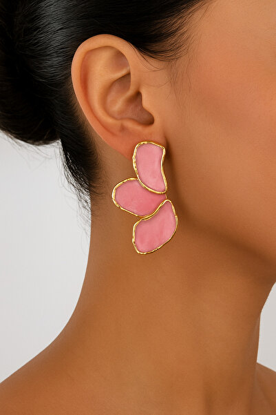 MRK Kadın Yaprak Çiçek Flower Mineli Küpe