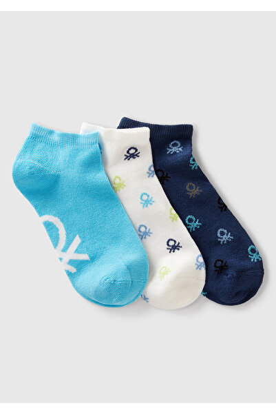 United Colors of Benetton Комплект от 3 чорапи с ботуши и шарки за момче в синьо