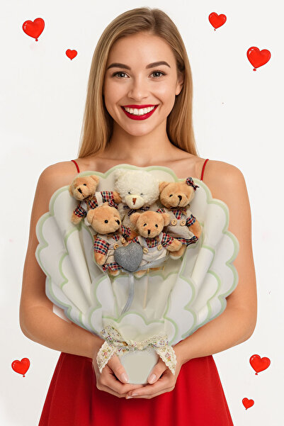 Sole Premium Giysili Yumoş Peluş Ayıcık Buketi, Sevgiliye, Doğum Gününe Hediye
