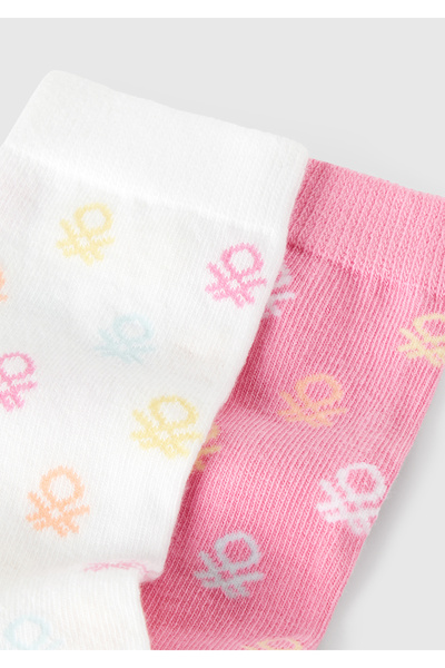 United Colors of Benetton Σετ με 2 μακριές κάλτσες για αγόρια με ροζ μοτίβο