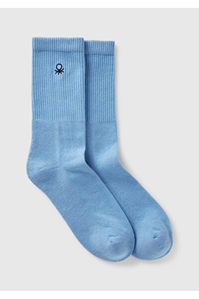 United Colors of Benetton Унисекс светлосини чорапи до глезена с лого на Benetton