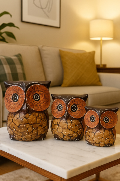 ADOR TASARIM Ahşap Baykuş Seyi 3lü şirin baykuşlar