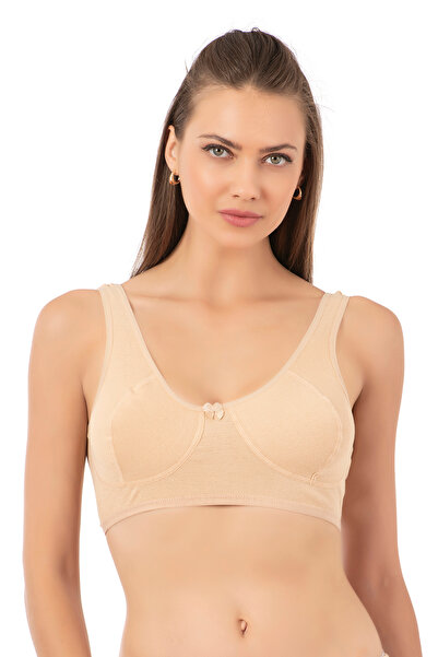 ÖZKAN underwear Özkan 0564 3'lü Paket %100 Pamuklu Ribana Karışık Renk Boş Kap Balensiz Yarım Sütyen
