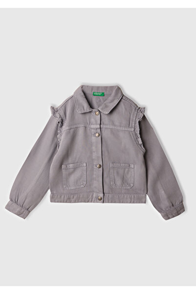 United Colors of Benetton Jachetă de blugi cu volane pentru fete, liliac, 100...