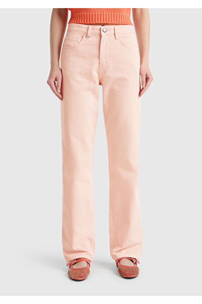 United Colors of Benetton Γυναικείο ροζ 100% βαμβακερό παντελόνι τζιν με κανονική μέση κανονική εφαρμογή