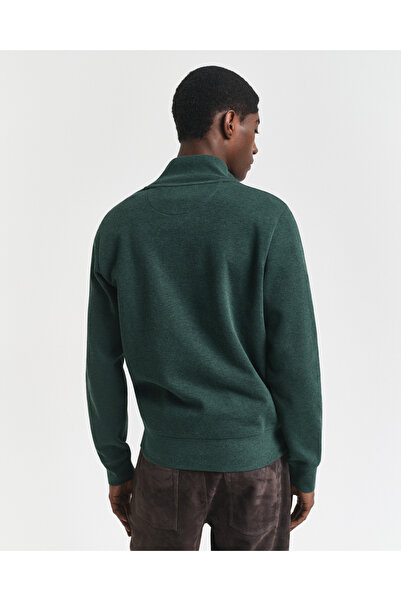 Gant Men's Green Regular Fit Half Zipper Sweatshirt