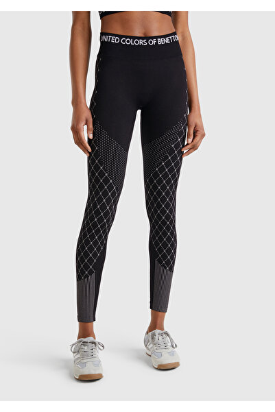 United Colors of Benetton Women's Black Patterned Seamless Tights