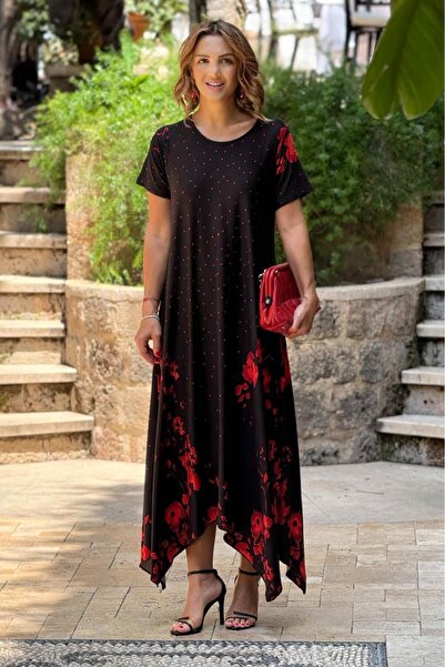 Nevin Kaya Moda Φόρεμα με κυρτό κομμένο σχέδιο με λουλούδια