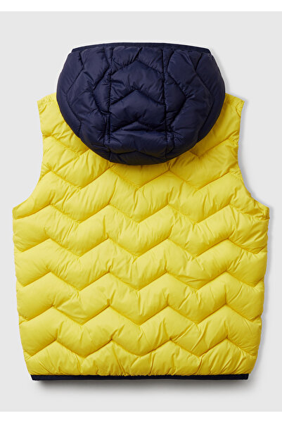 United Colors of Benetton Erkek Çocuk Sarı Logo Detaylı Kapüşonlu Yelek