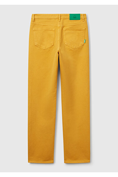 United Colors of Benetton Women's Yellow 100% Cotton Regular Waist Regular Fit Denim Trousers