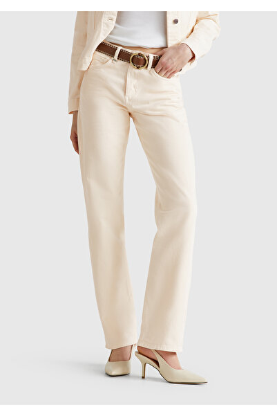 United Colors of Benetton Kadın Krem %100 Pamuk Normal Bel Regular Fit Denim Pantolon