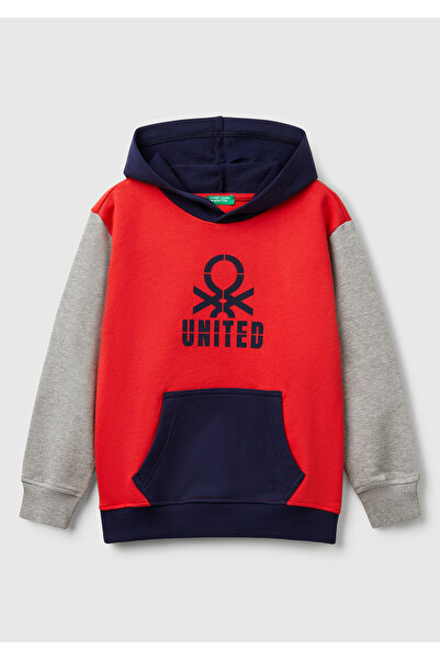 United Colors of Benetton Hanorac cu glugă cu buzunar cangur cu logo Benetton...