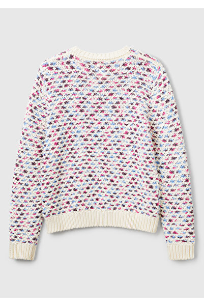 United Colors of Benetton Women's Pink Mix Cotton Blended Jacquard Rib Detailed Double Sided Sweater