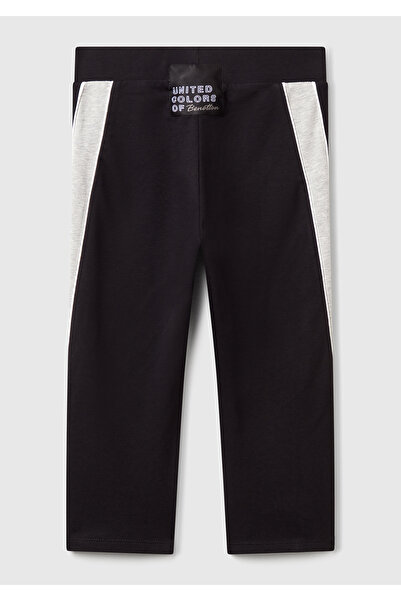 United Colors of Benetton Kız Çocuk Siyah Logolu Yanları Kontrast Renk Detaylı Biyeli Streç Tayt