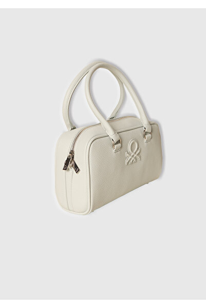 United Colors of Benetton Geantă de umăr cu mâner dublu, albastru deschis, cu logo în relief