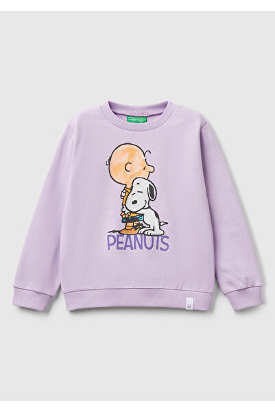 United Colors of Benetton Kız Çocuk Lila Peanuts Baskılı Logo Etiketli Bisikl...