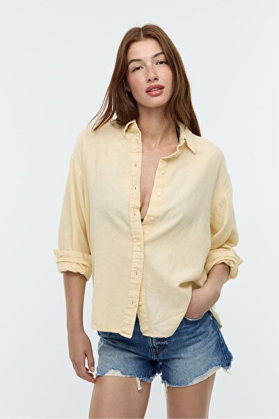 Stradivarius Keten karışımlı gömlek