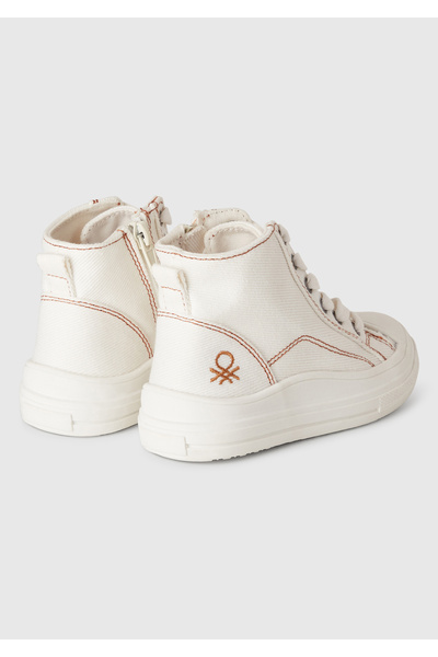 United Colors of Benetton Chlapecké bílé tenisky s detaily loga