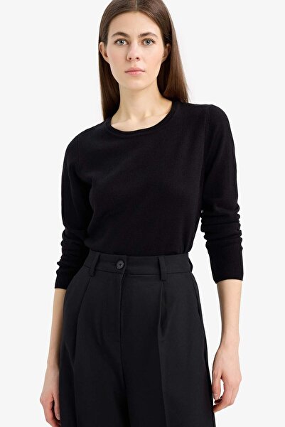 DeFacto Basic Bisiklet Yaka Relax Fit Ekstra Yumuşak Kaşmir Dokulu Triko Kazak F7091AZ20AU