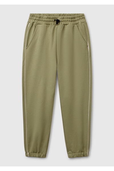 United Colors of Benetton Долнище за анцуг за момчета с лого в каки цвят, зад...