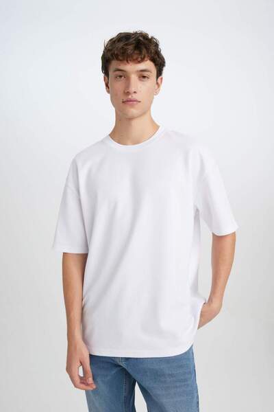 DeFacto Oversize Fit Bisiklet Yaka Pamuklu Premium Tişört