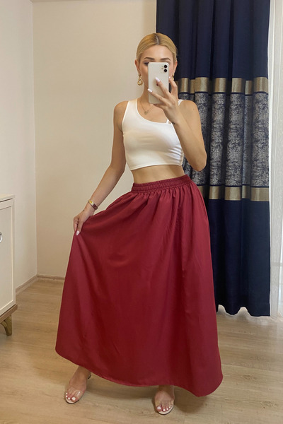 moddosa fashion ΜΑΚΡΙΑ ΦΟΥΣΤΑ ΠΟΠΛΙΝΗ ΜΕ ΤΣΕΠΕΣ ΚΑΙ ΕΛΑΣΤΙΚΗ ΜΕ ΤΗΝ ΜΕΣΗ