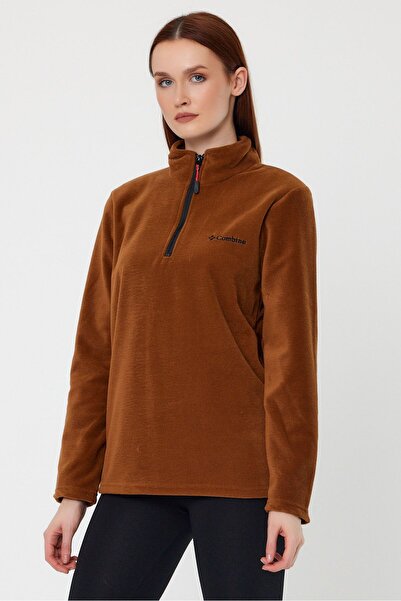 COMBİNE MİCHAİL Жіноча карамельна полярна куртка з напівзастібкою на блискавці Tactical Flecee