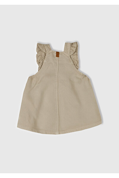 United Colors of Benetton Baby Ecru Pleated Salopet with Adjustable and Ruffle Strap