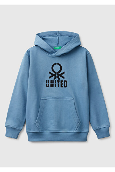 United Colors of Benetton Hanorac pentru băiat Benetton Blue Cangur cu buzunar