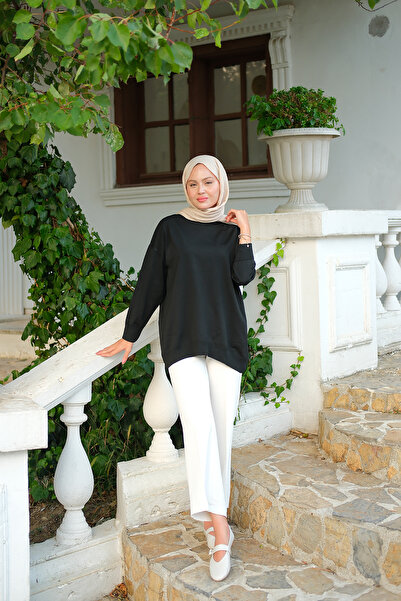 LOCCO Pulover de damă cu tricotaje supradimensionate negru - decolteu