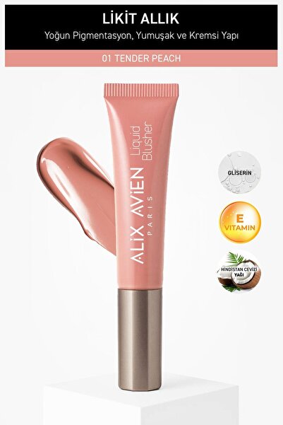 Alix Avien Yoğun Pigmentli E Vitaminli Mat Bitişli Kremsi Likit Allık - Liquid Blusher 01 Tender Peach