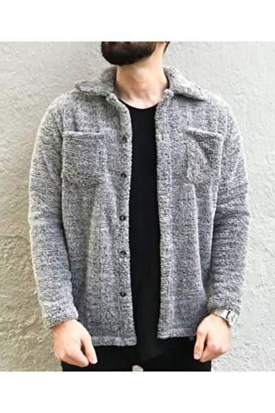 Fifty Color 3-х частинний унісекс біло-сірий та чорний плюшевий полярний кардиган-сорочка