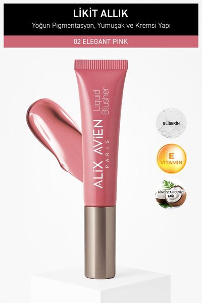 Alix Avien Yoğun Pigmentli E Vitaminli Mat Bitişli Kremsi Likit Allık - Liquid Blusher 02 Elegant Pink