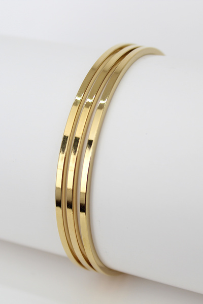 Bige Sultan Ajda Bilezik 3 Lü Çelik Paslanmaz Gold Renk